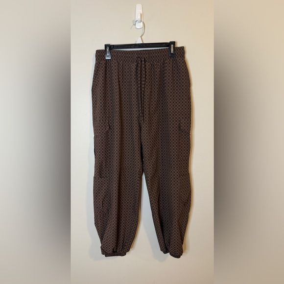 Albion Fit Jetsetter Cargo Joggers Brown Wicker Check Print Sz L - Picture 4 of 9